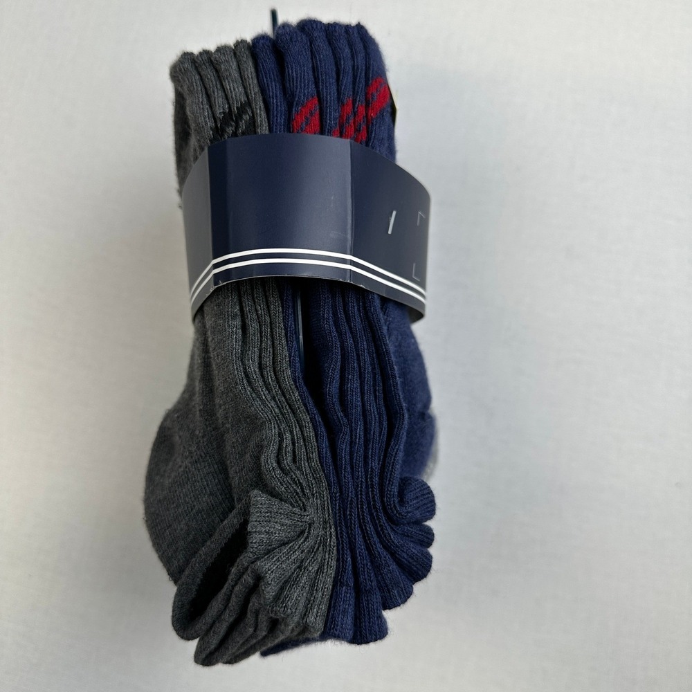 Nautica 10 Pair Kids 10-4 Crew Socks Cotton Blend Cushion Gray Blue - Picture 6 of 8